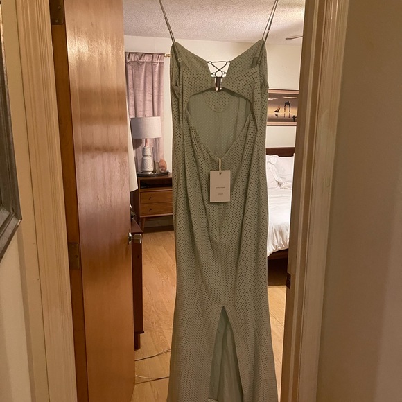 Significant Other Crochet Lace-up mint green maxi dress from Revolve size 8 - Picture 6 of 7